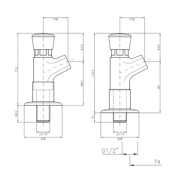 Fonteinkraan | Verchroomd | Drukknop (Zelfsluitend) | 139x58x58(h)mm