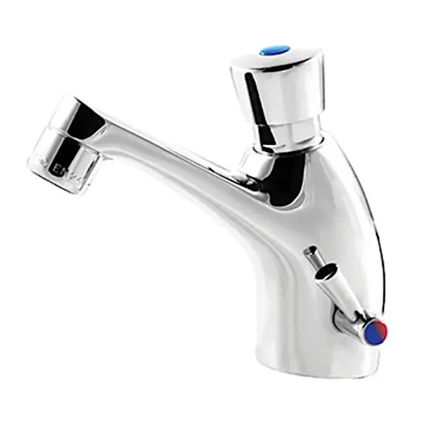 Fonteinkraan | Verchroomd | Drukknop (Zelfsluitend) + Menghendel | 46x133x123(h)mm