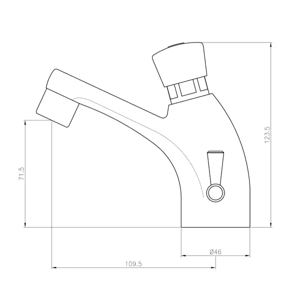 Fonteinkraan | Verchroomd | Drukknop (Zelfsluitend) + Menghendel | 46x133x123(h)mm