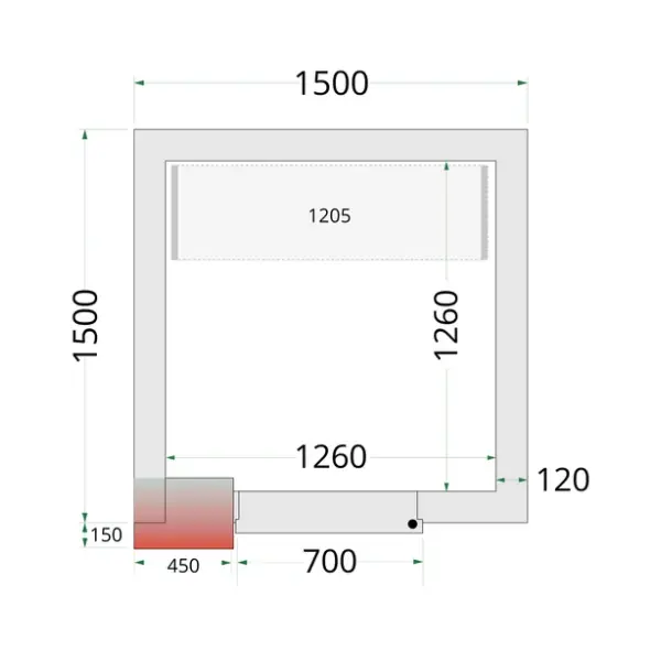 Koel-/Vriescel | CR-SERIE | 3.11m³ | Isolatie 120mm | 1500x1500x2200(h)mm