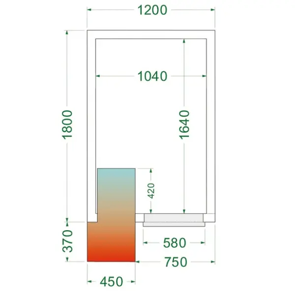 Koelcel | CR-SERIE | Incl. Motor | 3.48m³ | 0°C/+8°C | Isolatie 80mm | 230V | 1200x1800x2200(h)mm