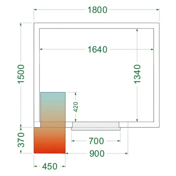 Koelcel | CR-SERIE | Incl. Motor | 4.48m³ | 0°C/+8°C | Isolatie 80mm | 230V | 1800x1500x2200(h)mm