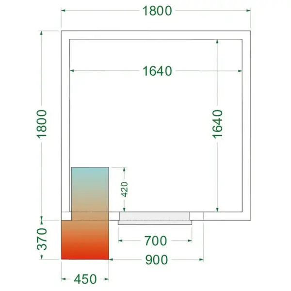 Koelcel | CR-SERIE | Incl. Motor | 5.49m³ | 0°C/+8°C | Isolatie 80mm | 230V | 1800x1800x2200(h)mm