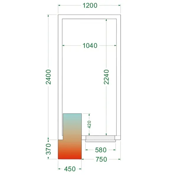 Koelcel | CR-SERIE | Incl. Motor | 4.75m³ | 0°C/+8°C | Isolatie 80mm | 230V | 1200x2400x2200(h)mm