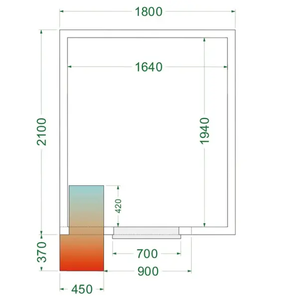 Koelcel | CR-SERIE | Incl. Motor | 6.49m³ | 0°C/+8°C | Isolatie 80mm | 230V | 1800x2100x2200(h)mm