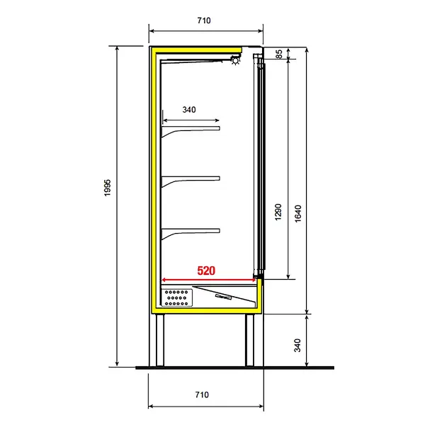 Wandkoeling | DALLAS | Zwart | +3°C/+6°C | Geforceerd | Draaideuren | 1000x710x1995(h)mm