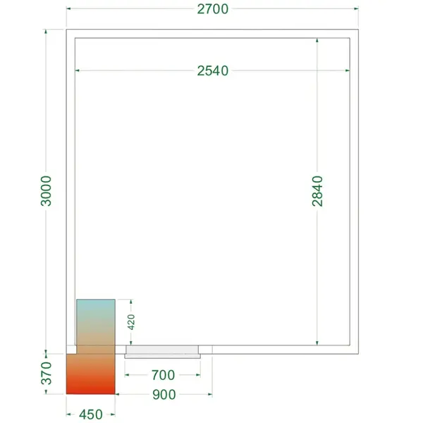 Koelcel | CR-SERIE | Incl. Motor | 14.72m³ | 0°C/+8°C | Isolatie 80mm | 230V | 2700x3000x2200(h)mm