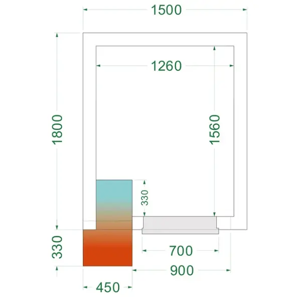 Vriescel | CR-SERIE | Incl. Motor | 3.85m³ | -10°C/-20°C | Isolatie 120mm | 230V | 1500x1800x2200(h)mm