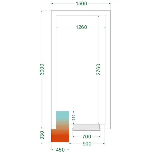 Vriescel | CR-SERIE | Incl. Motor | 6.82m³ | -10°C/-20°C | Isolatie 120mm | 230V | 1500x3000x2200(h)mm