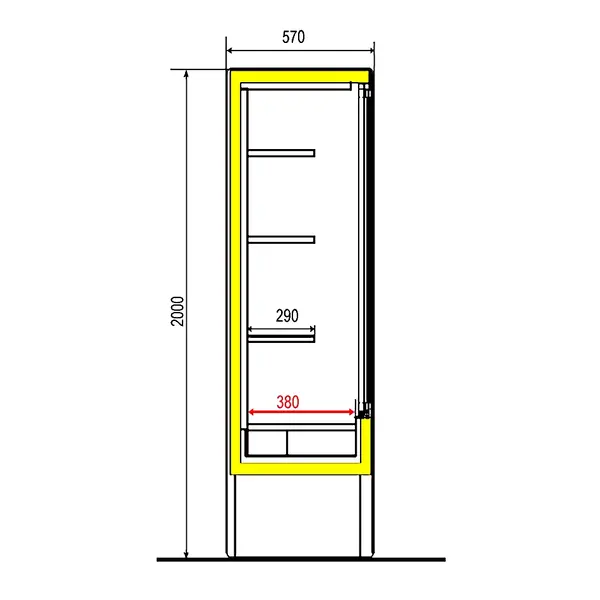 Wandkoeling | MODENA | Zwart | +4°C/+8°C | Geforceerd | Draaideuren | 1000x570x2000(h)mm