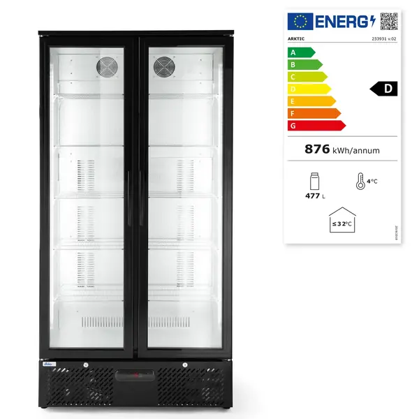 Drankenkoeling | 506L | Zwart | +2°C/+10°C | Geforceerd | Draaideuren | 940x635x1983(h)mm