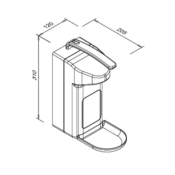 Multi-Dispenser | OMNI | Kunststof | Div. Middelen (500ml) | Dosering 0.8-1.8ml | Hand-/Elleboogbediening | Wandmontage | 120x205x310(h)mm