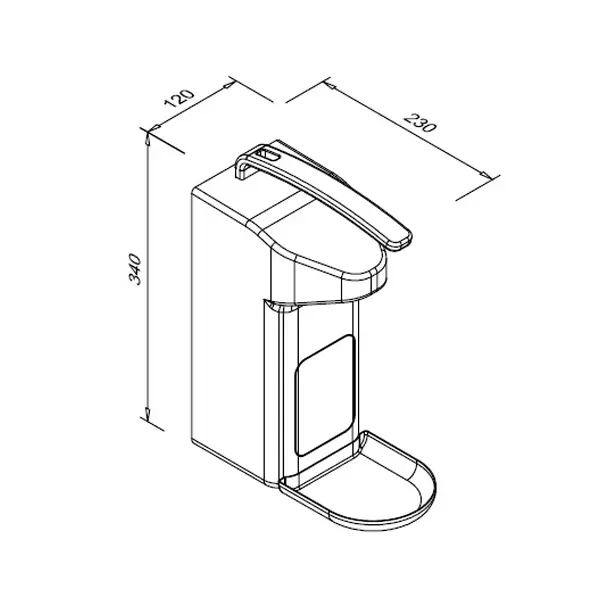Multi-Dispenser | OMNI | Kunststof | Div. Middelen (1000ml) | Dosering 0.8-1.8ml | Hand-/Elleboogbediening | Wandmontage | 120x230x340(h)mm