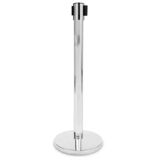 Afzetpaal | PREMIUM | Verchroomd | Incl. Afzetlint (Rood) | Lintlengte 225cm | 920(h)mm