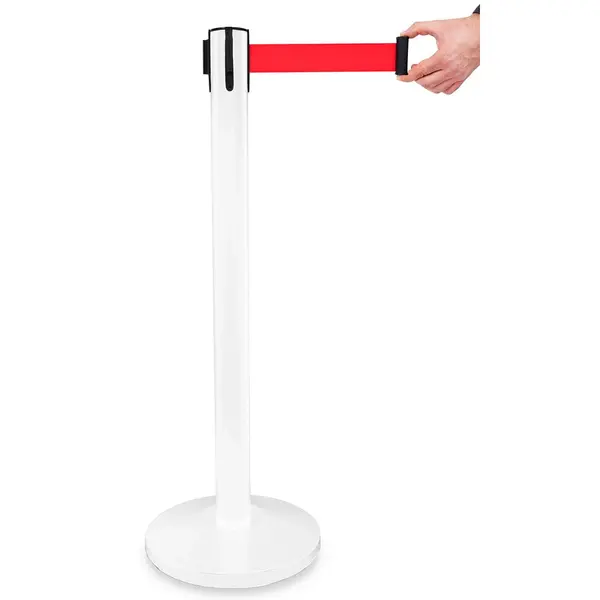 Afzetpaal | PREMIUM | Wit | Incl. Afzetlint (Rood) | Lintlengte 225cm | 920(h)mm