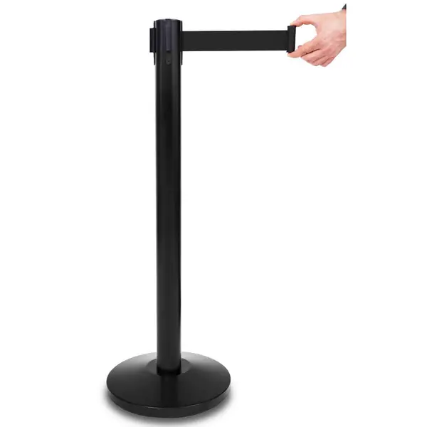 Afzetpaal | PREMIUM | Zwart | Incl. Afzetlint (Zwart) | Lintlengte 225cm | 920(h)mm