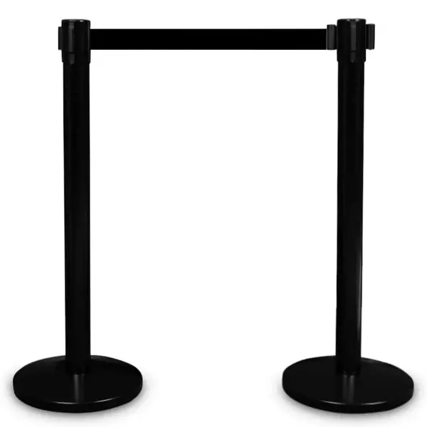 Afzetpaal | PREMIUM | Zwart | Incl. Afzetlint (Zwart) | Lintlengte 225cm | 920(h)mm