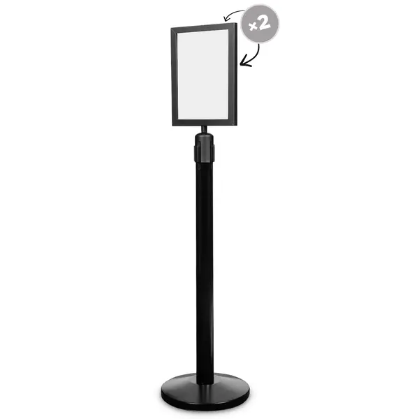 Afzetpaal | PREMIUM | Zwart | Incl. Afzetlint (Zwart) | Lintlengte 225cm | 920(h)mm