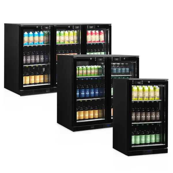 Barkoelkast | SERIE DB | 300L | Zwart | +2°C/+10°C | Geforceerd | Draaideuren | 1350x520x870(h)mm