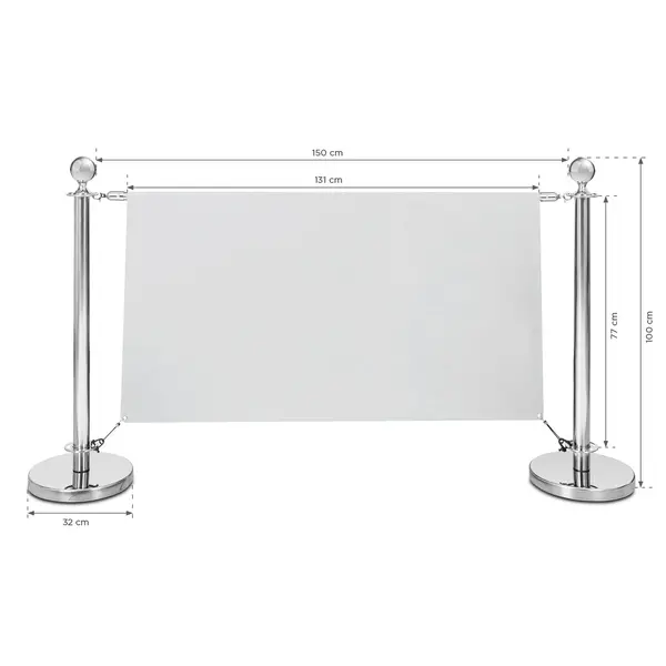Banner-/Afzetpalen | Verchroomd | Doekbreedte 131cm | 1000(h)mm