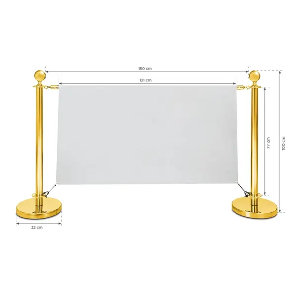 Banner-/Afzetpalen | Goudkleurig | Doekbreedte 131cm | 1000(h)mm