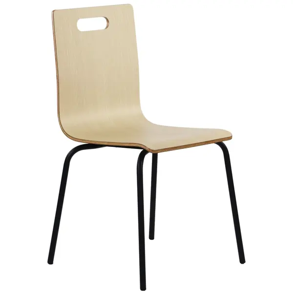 Stoel | DANNE | Houtlook (Naturel) | Zwarte Poten | 485x530x820(h)mm