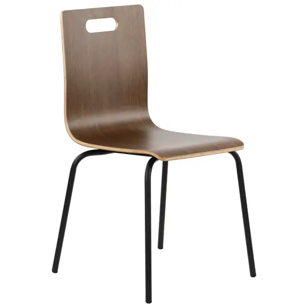 Stoel | DANNE | Houtlook (Walnoot) | Zwarte Poten | 485x530x820(h)mm