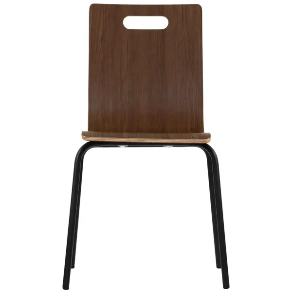 Stoel | DANNE | Houtlook (Walnoot) | Zwarte Poten | 485x530x820(h)mm