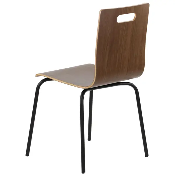Stoel | DANNE | Houtlook (Walnoot) | Zwarte Poten | 485x530x820(h)mm