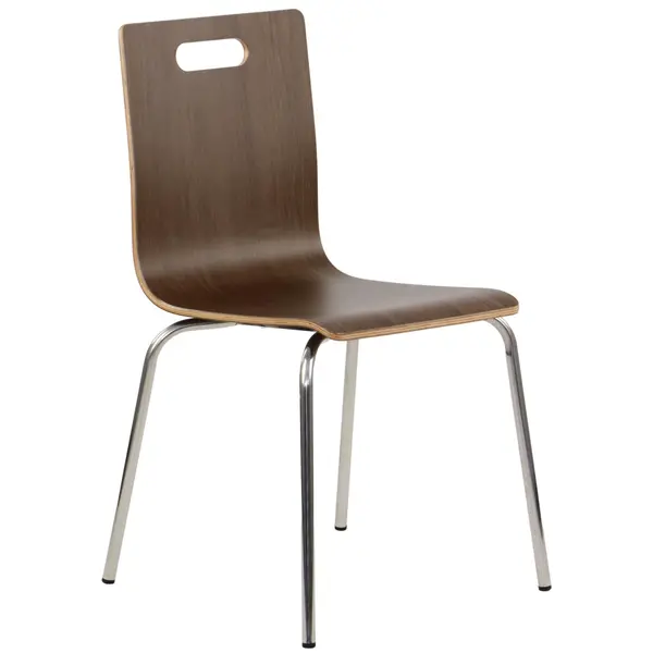 Stoel | DANNE | Houtlook (Walnoot) | RVS Poten | 485x530x820(h)mm