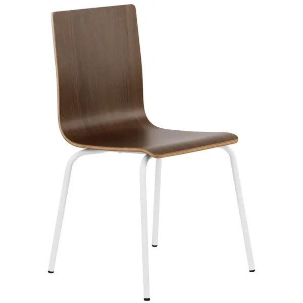 Stoel | DANIS | Houtlook (Walnoot) | Witte Poten | 485x530x820(h)mm