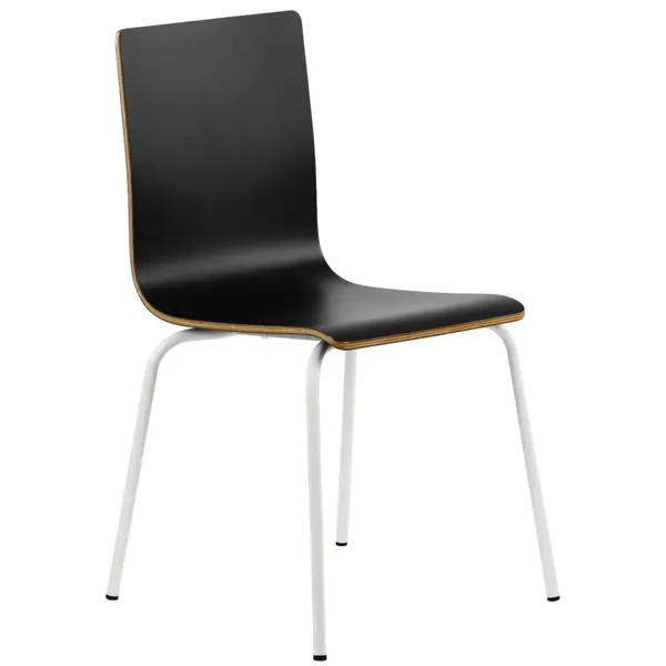 Stoel | DANIS | Zwart | Witte Poten | 485x530x820(h)mm