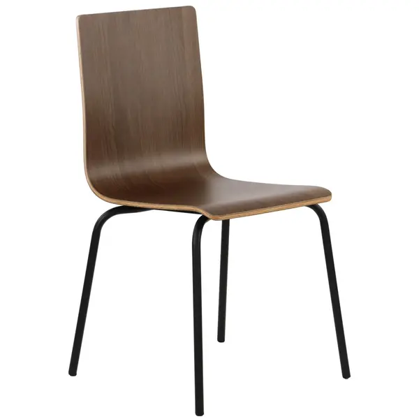 Stoel | DANIS | Houtlook (Walnoot) | Zwarte Poten | 485x530x820(h)mm
