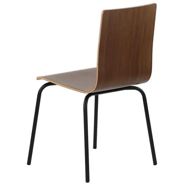 Stoel | DANIS | Houtlook (Walnoot) | Zwarte Poten | 485x530x820(h)mm