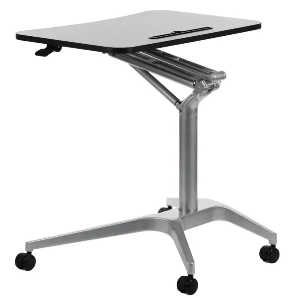 Zit-/Statafel | CRANE | Hout/Staal | Zwart Blad | Grijs Frame | Indoor | 720x710x735-1040(h)mm