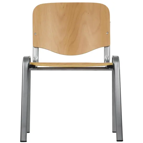 Stoel | HUGO | Multiplex/Staal | Houtlook (Beuken) | Grijs Frame | Indoor | Stapelbaar | 554x565x770(h)mm