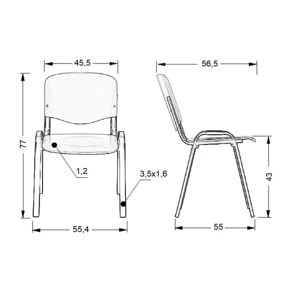 Stoel | HUGO | Multiplex/Staal | Houtlook (Beuken) | Zwart Frame | Indoor | Stapelbaar | 554x565x770(h)mm