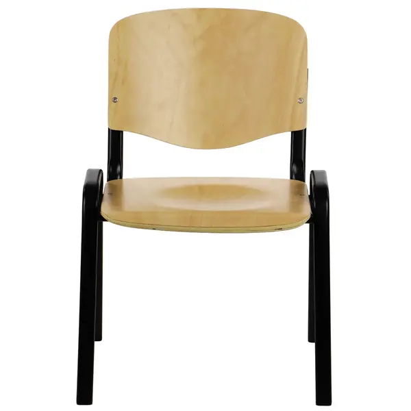Stoel | HUGO | Multiplex/Staal | Houtlook (Beuken) | Zwart Frame | Indoor | Stapelbaar | 554x565x770(h)mm