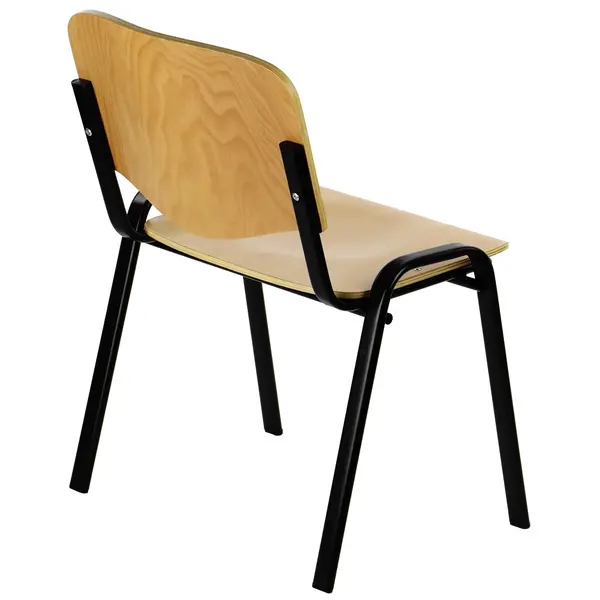 Stoel | HUGO | Multiplex/Staal | Houtlook (Beuken) | Zwart Frame | Indoor | Stapelbaar | 554x565x770(h)mm