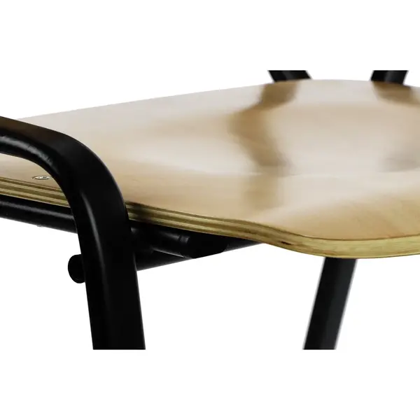 Stoel | HUGO | Multiplex/Staal | Houtlook (Beuken) | Zwart Frame | Indoor | Stapelbaar | 554x565x770(h)mm