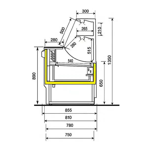 Koeltoonbank | ORLEANS | +4°C/+6°C | Statisch | 0.49kW | Reserve | 2500x810x1350(h)mm
