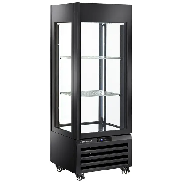 Wijnkoelvitrine | EXALTA | Energiezuinig | 440L (90x 75cl) | Zwart | 1 Zone | 0°C/+10°C | Geforceerd | Wielen (Geremd) | 700x650x1900(h)mm