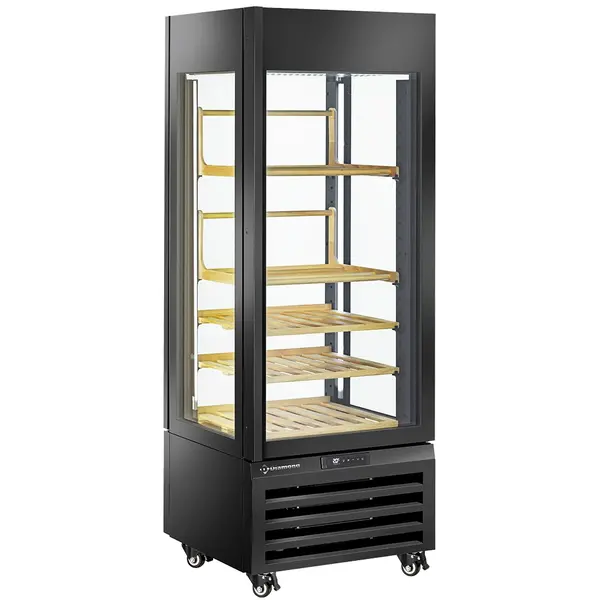 Wijnkoelvitrine | EXALTA | Energiezuinig | 440L (66x 75cl) | Zwart | 1 Zone | 0°C/+10°C | Geforceerd | Wielen (Geremd) | 700x650x1900(h)mm