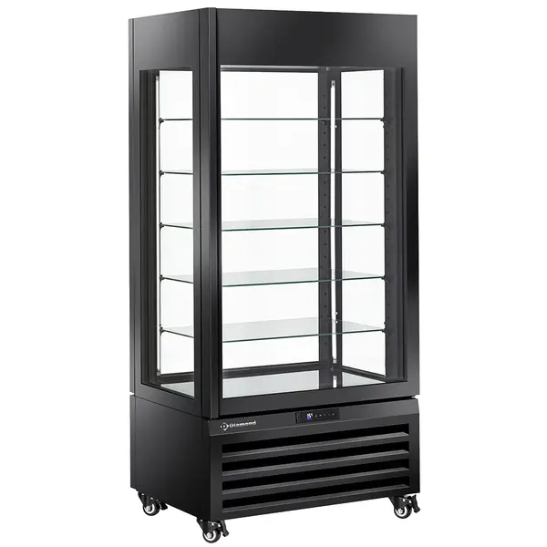 Chocoladevitrine | EXALTA | Energiezuinig | 600L | Zwart | +15°C/+18°C | Geforceerd | 6 Niveaus | Wielen (Geremd) | 900x650x1900(h)mm