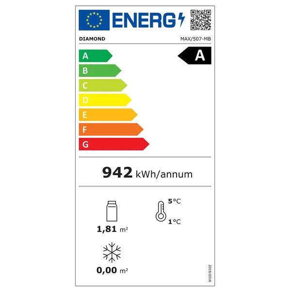 Vleesvitrine | EXALTA | Energiezuinig | 440L | Zwart | -2°C/+10°C | Geforceerd | 4 Niveaus | Wielen (Geremd) | 700x650x1900(h)mm