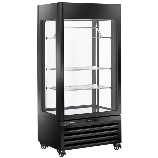 Vleesvitrine | EXALTA | Energiezuinig | 600L | Zwart | -2°C/+10°C | Geforceerd | 4 Niveaus | Wielen (Geremd) | 900x650x1900(h)mm