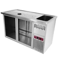 Diamond Modulair Barstation | BAR LINE | 370L  | RVS | 2 Compartimenten (Links) | +2°C/+8°C | Statisch + Ventilator | 1 Spoelbak (Rechts) + Glazenspoeler | 1550x700x930(h)mm 