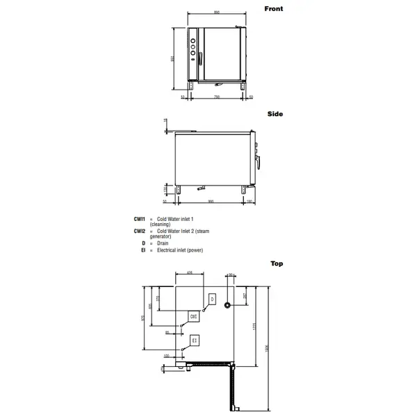 Heteluchtoven | ConvexLine | 10 Niveaus (2/1 GN) | Elektrisch | 30°C/300°C | 24.5kW (400V) | Bevochtiging (Automatisch) | 890x1215x970(h)mm