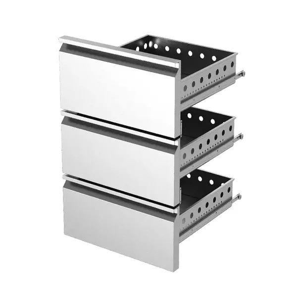 Ladenset | BarLine | RVS | 3 Laden | 560x550x805(h)mm