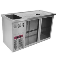 Diamond Modulair Barstation | BAR LINE | 370L  | RVS | 2 Compartimenten (Rechts) | +2°C/+8°C | Statisch + Ventilator | 1 Spoelbak (Links) + Glazenspoeler | 1550x700x930(h)mm 